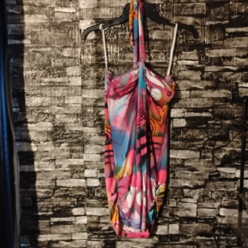 Serafina Colorful Abstract Print Dress
